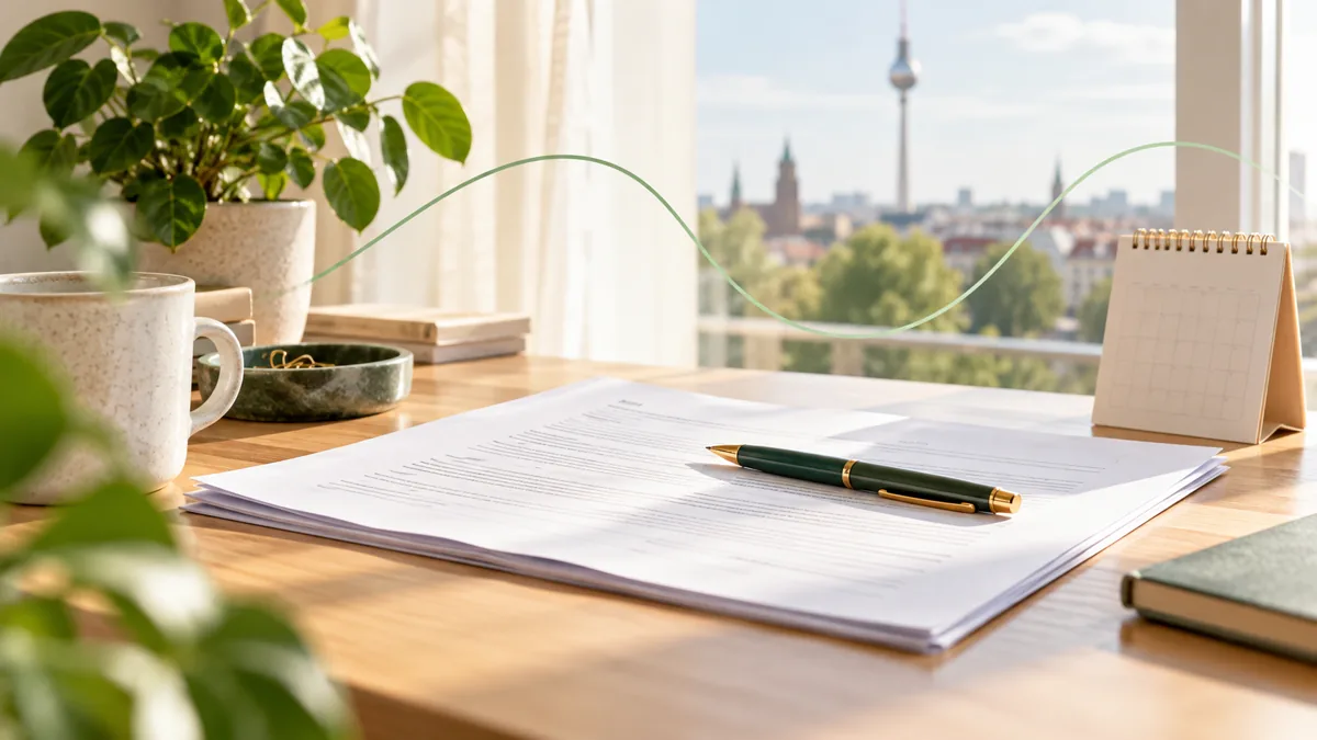 Mietvertrag neben einer abstrakten Kurve zur Indexentwicklung.
